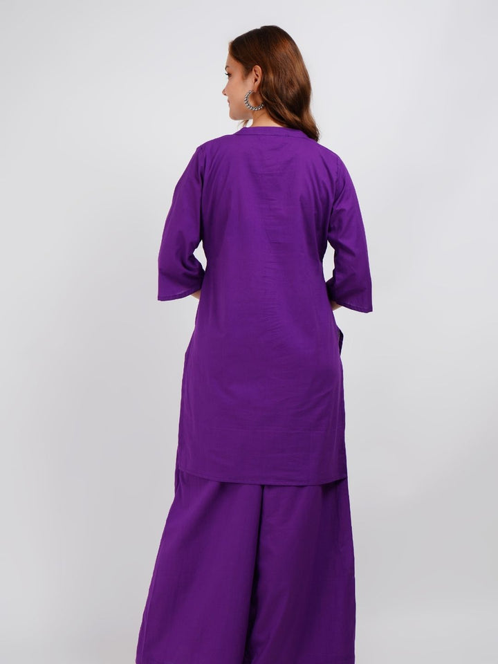 Purple Solid Cotton Co-Ord Set
