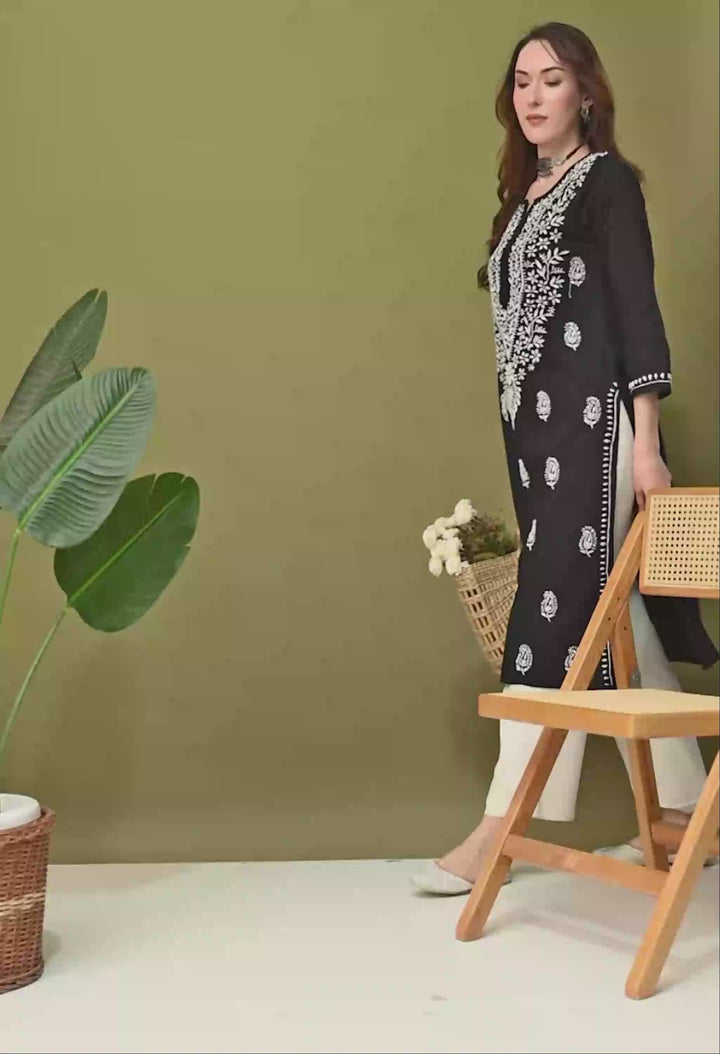 Black Premium Chikankari Kurta