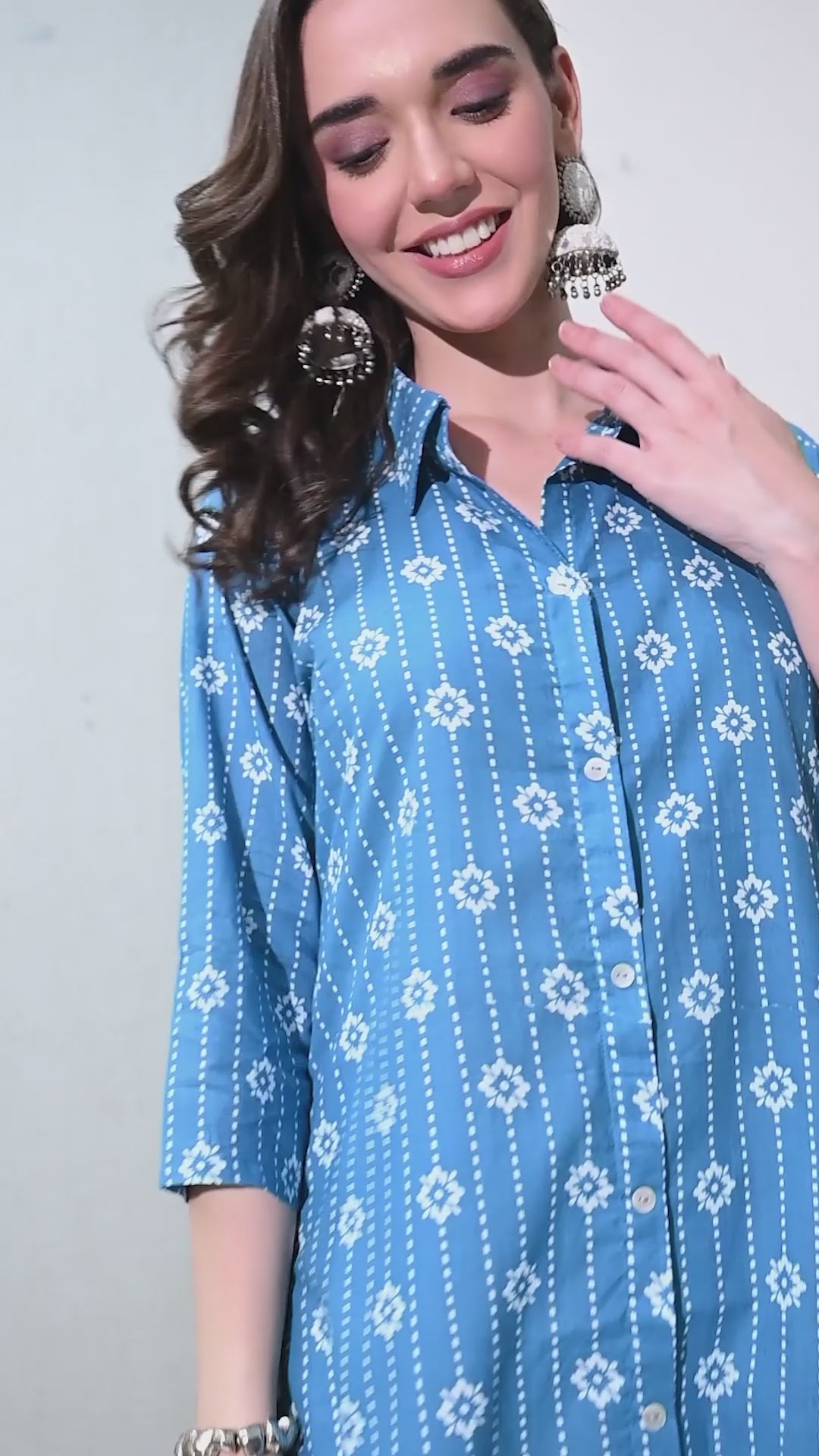 Blue Block Print Cotton Kurta