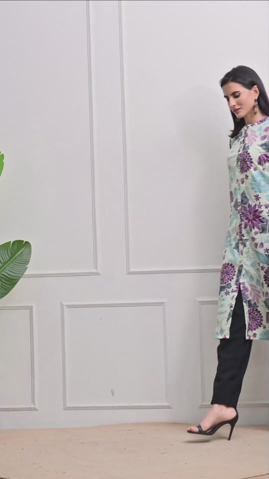 Light Green Floral Printed Kurta