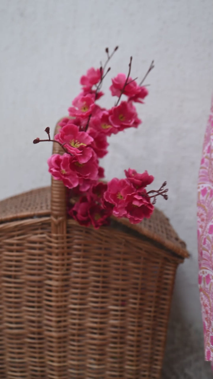 Pink Block Print Floral Cotton Kurta