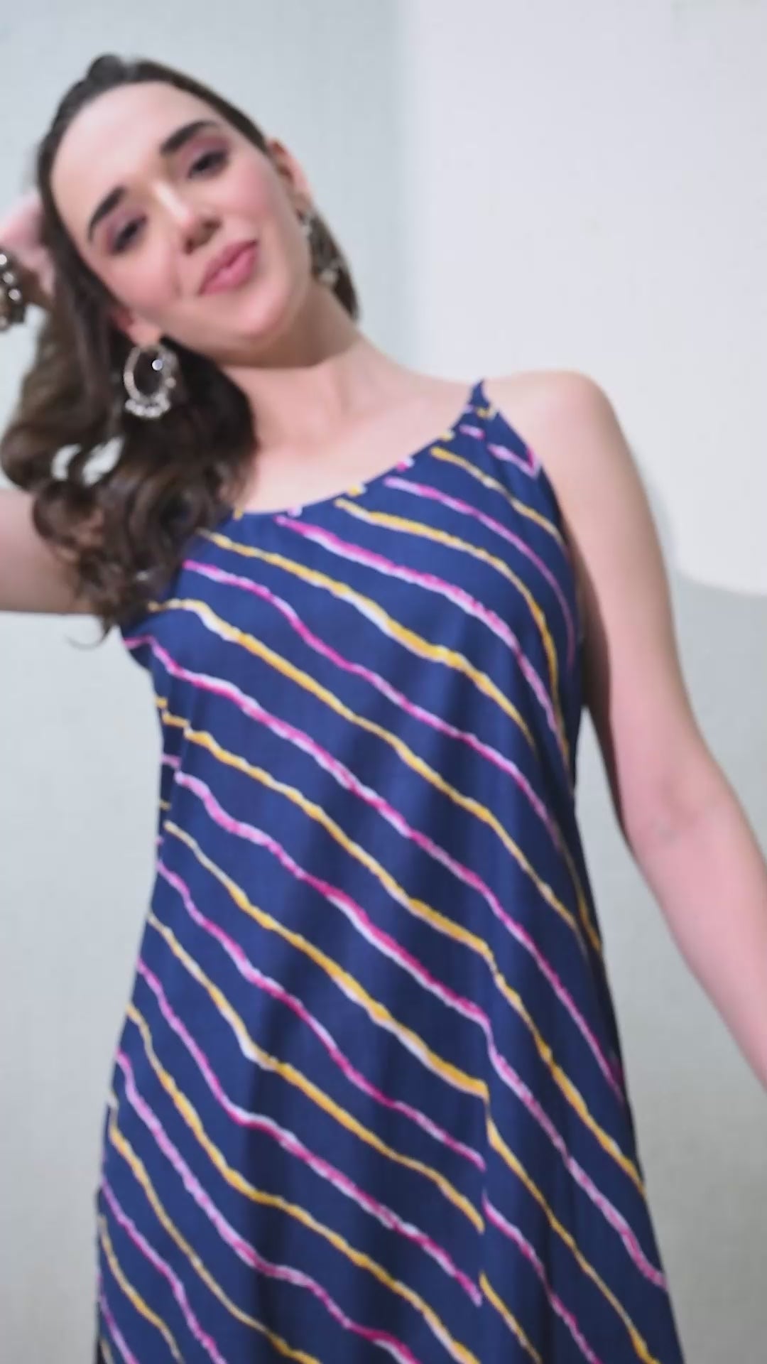 Deep Blue Leheriya Print Cotton Kurta