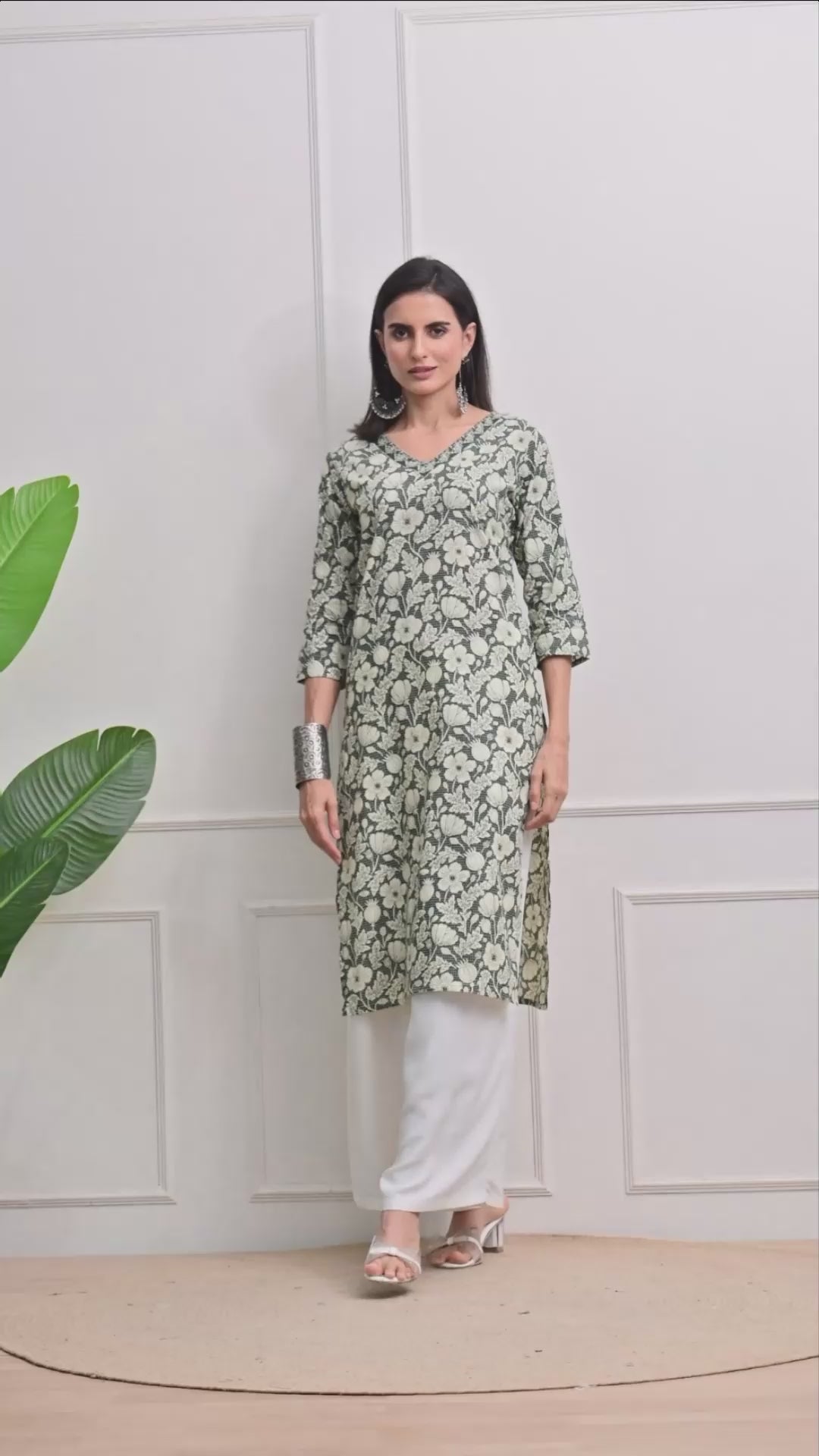 Dark Green Block Print Kurta